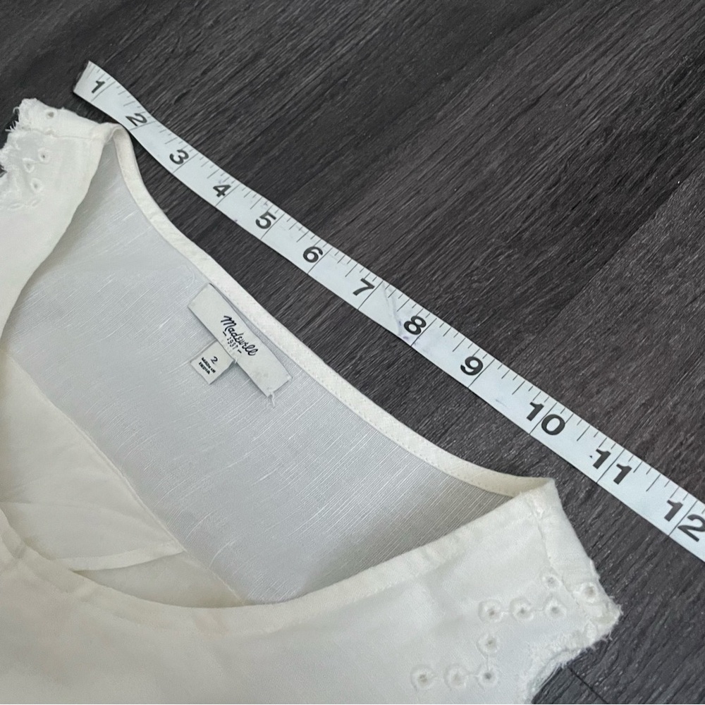 Madewell Ivory Cream Eyelet Sleeveless Mini Open Back Overlay Dress.(2) - Picture 5 of 11